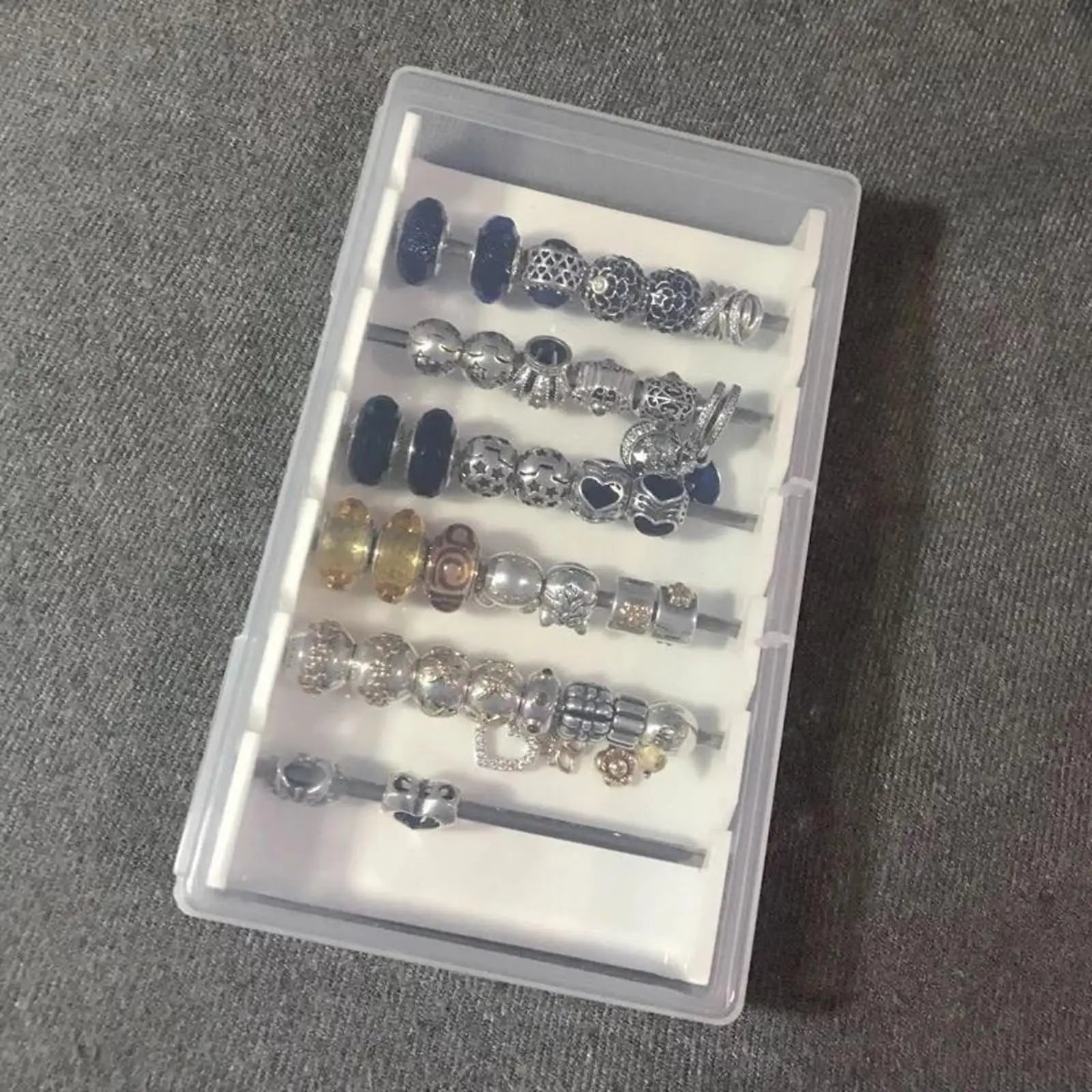 Acrylic Pandora Box Beads Rectangle Clear Jewelry Storage Organizer