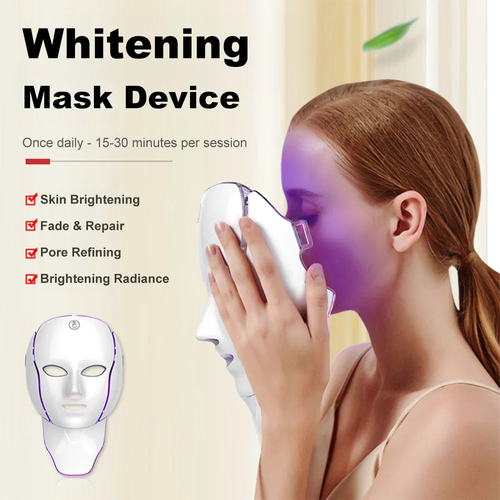 7 Color Photon LED Beauty Mask | Face & Neck Skin Care for Whitening, Rejuvenation & Wrinkle Reduction