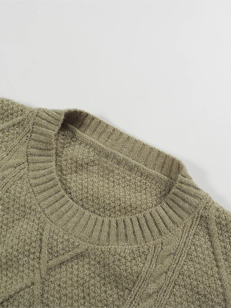 Plus Size Women’s Autumn/Winter Knitted Dress – Casual Loose-Fit Long Sleeve Crew Neck Dress