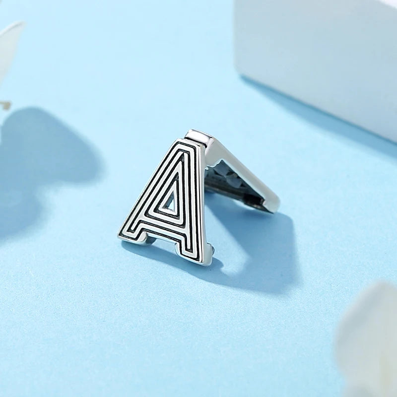 New 925 Sterling Silver A–Z Alphabet Heart Clip Charm | Love Letter Bead for Original Bracelet DIY Women’s Jewelry