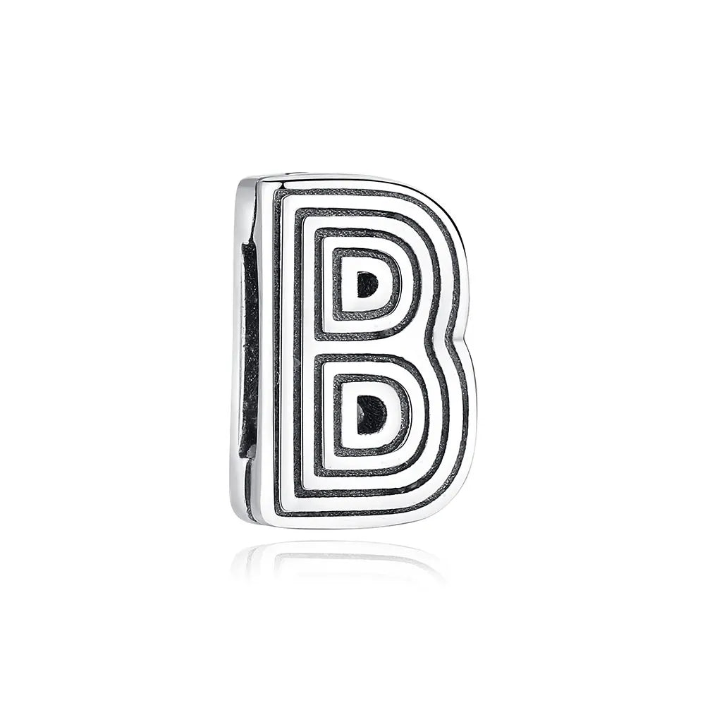 New 925 Sterling Silver A–Z Alphabet Heart Clip Charm | Love Letter Bead for Original Bracelet DIY Women’s Jewelry