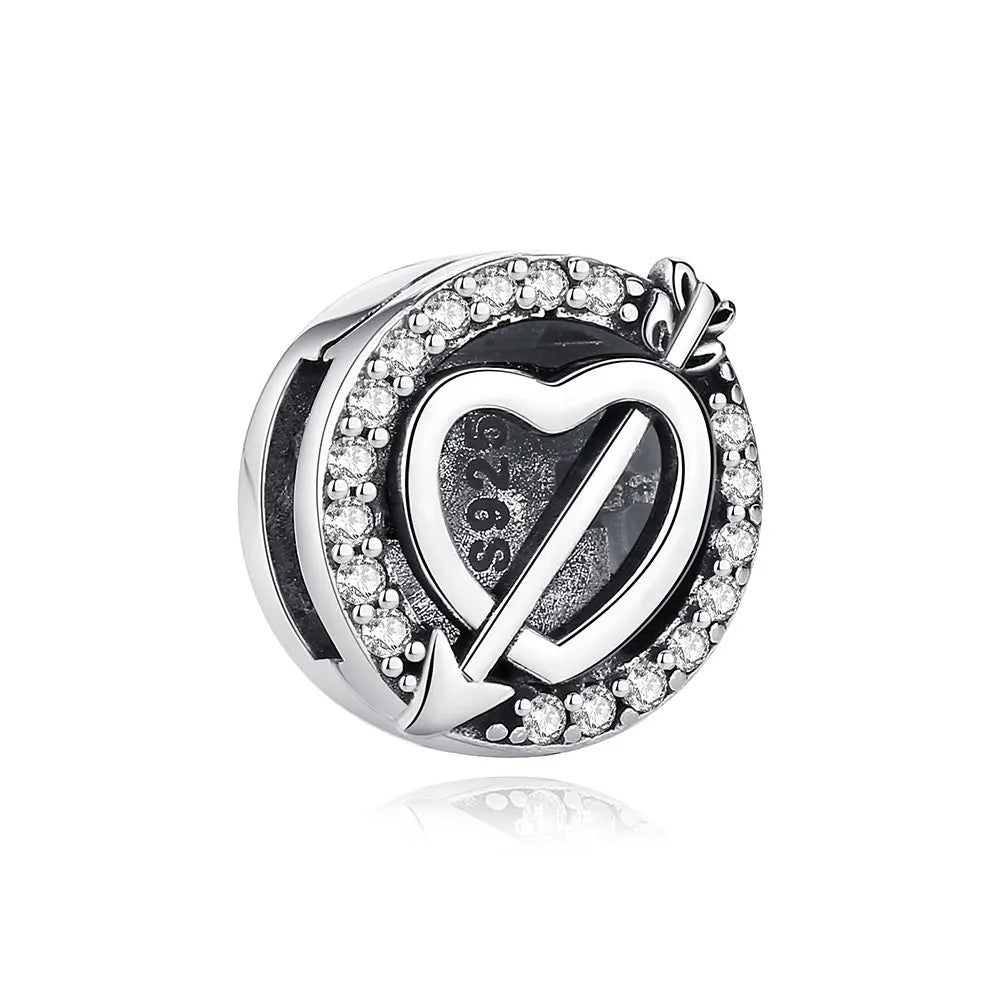 New 925 Sterling Silver A–Z Alphabet Heart Clip Charm | Love Letter Bead for Original Bracelet DIY Women’s Jewelry