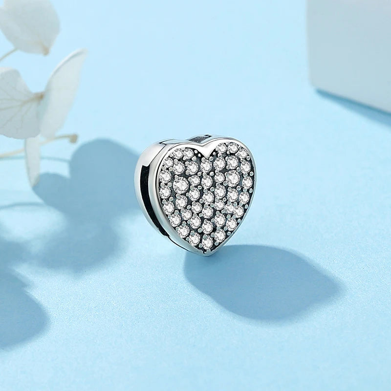 New 925 Sterling Silver A–Z Alphabet Heart Clip Charm | Love Letter Bead for Original Bracelet DIY Women’s Jewelry