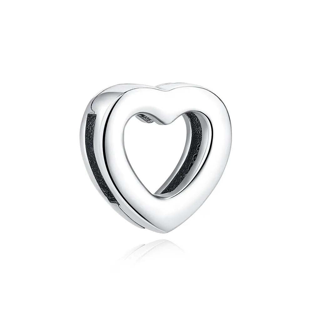 New 925 Sterling Silver A–Z Alphabet Heart Clip Charm | Love Letter Bead for Original Bracelet DIY Women’s Jewelry
