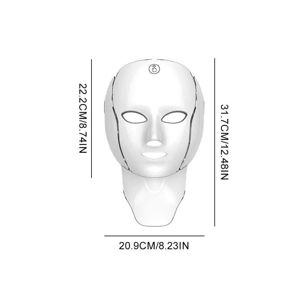 7 Color Photon LED Beauty Mask | Face & Neck Skin Care for Whitening, Rejuvenation & Wrinkle Reduction