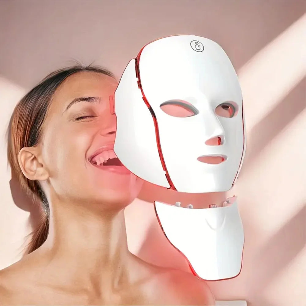 7 Color Photon LED Beauty Mask | Face & Neck Skin Care for Whitening, Rejuvenation & Wrinkle Reduction