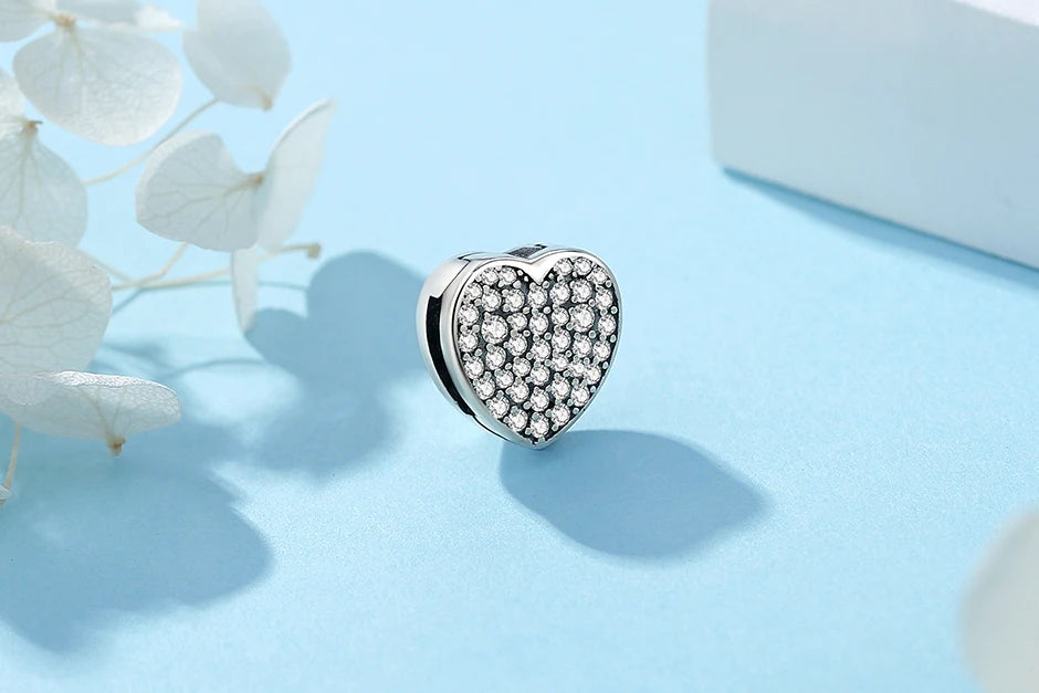 New 925 Sterling Silver A–Z Alphabet Heart Clip Charm | Love Letter Bead for Original Bracelet DIY Women’s Jewelry