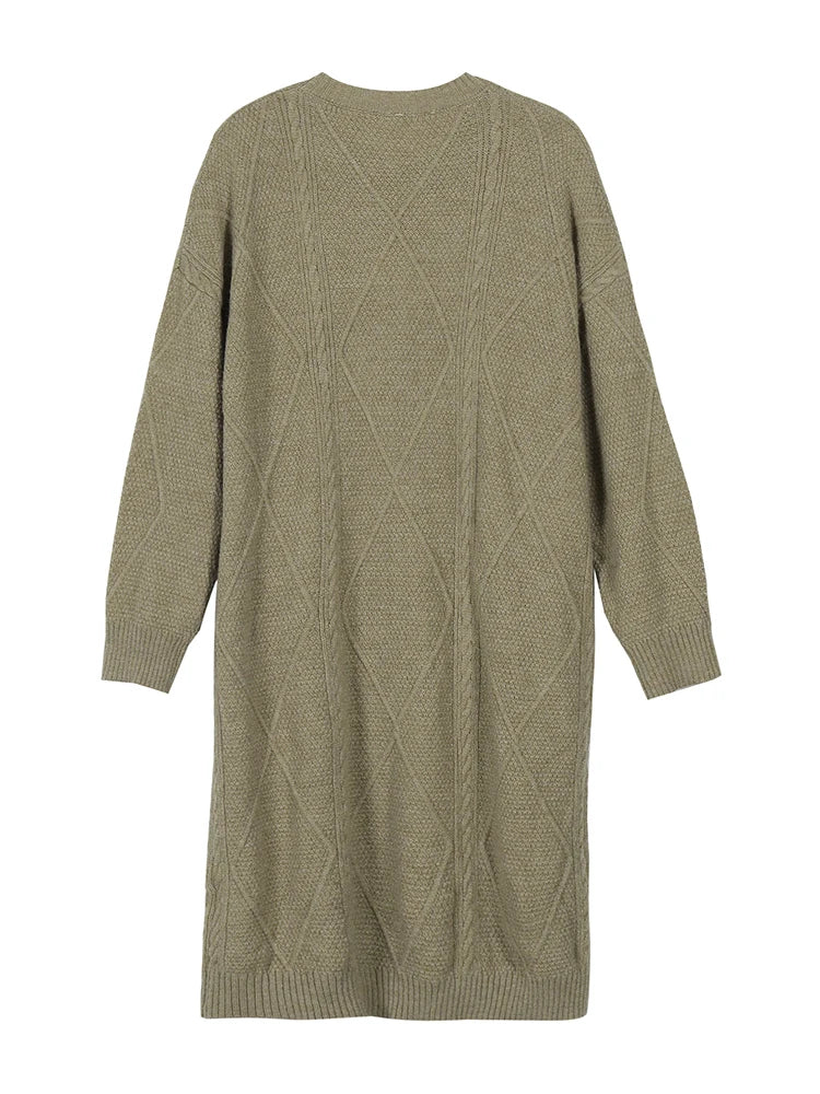 Plus Size Women’s Autumn/Winter Knitted Dress – Casual Loose-Fit Long Sleeve Crew Neck Dress