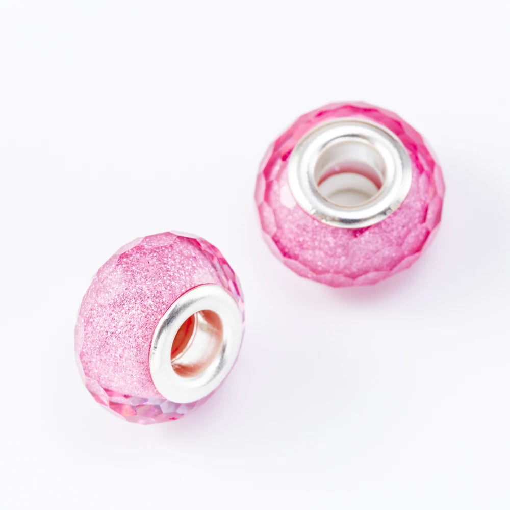 20Pcs Silver Plated Mix Color Resin Plastic Bead Charms Fit Pandora Bracelet DIY Jewelry