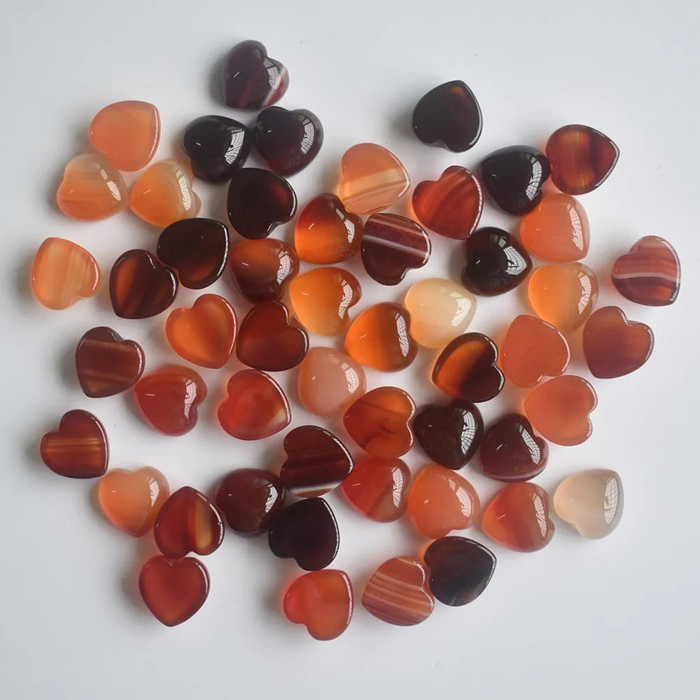 Assorted Natural Stone Heart Cabochons 10mm – 50pcs Wholesale Lot for Jewelry Making High Quality Gemstone Beads