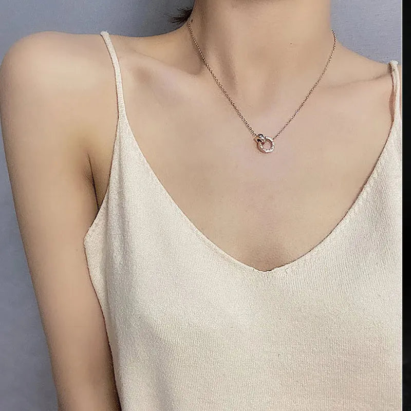 Classic Roman Numeral Pendant Necklace – Luxury Titanium Steel Women’s Necklace Elegant Fashion Jewelry