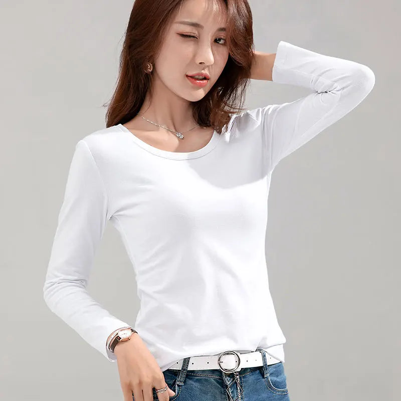 MRMT 2025 Women’s Slim Fit Long Sleeve T-Shirt – 95% Pure Cotton White Top for Women