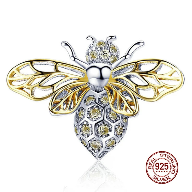 WOSTU 925 Sterling Silver Mixed Charms | Pet, Camera, Bee, Coffee & Ladybug Beads – Fit Original Pandora DIY Bracelet Jewelry