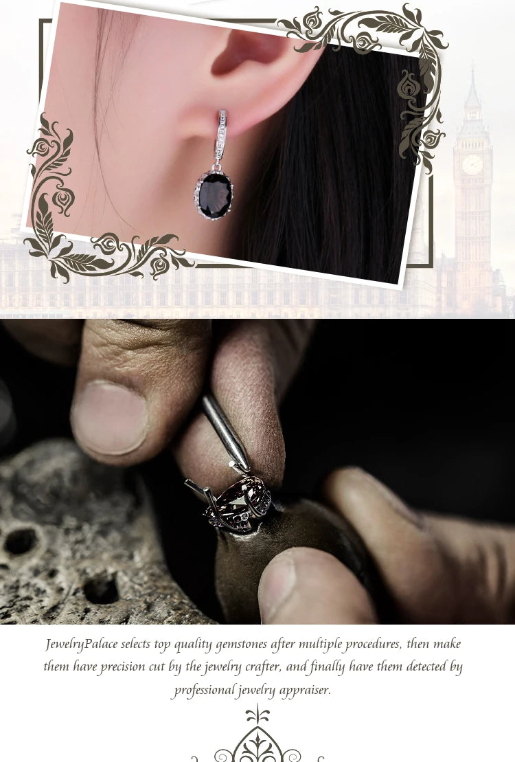 JewelryPalace 5.7ct Oval Smoky Quartz 925 Sterling Silver Statement Ring for Women