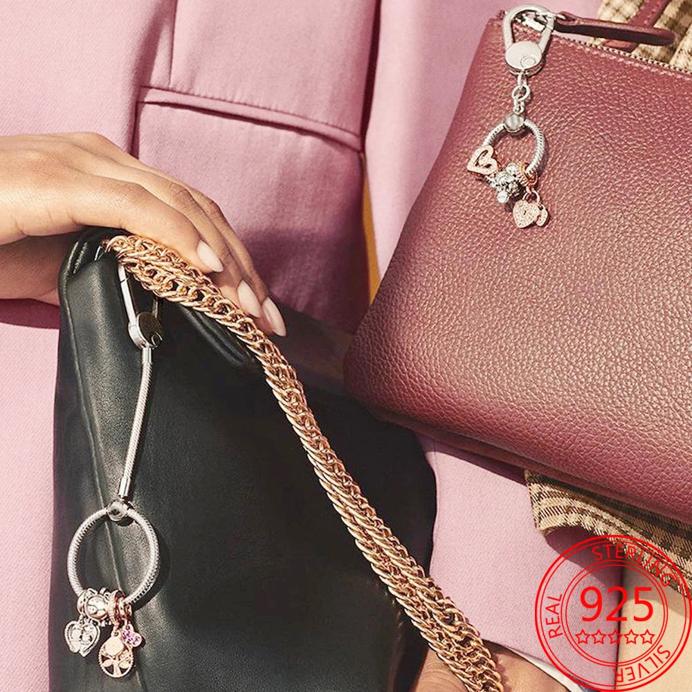 Luxury 925 Sterling Silver Sweet Home Bag Charm – Fits Pandora Key Ring, Necklace & Keychain DIY Jewelry Gift