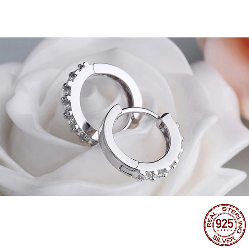 LByzHan 925 Sterling Silver Crystal Circle Earrings for Women – Elegant Wedding Party Jewelry Gift
