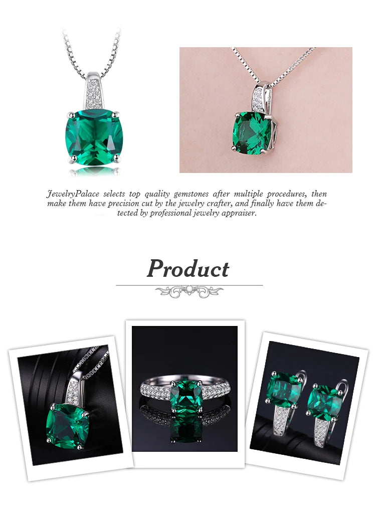 JewelryPalace 925 Sterling Silver Green Nano Emerald & Ruby Ring – Women’s Gemstone Solitaire Engagement Ring