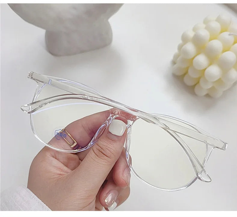 Transparent Computer Glasses Frame – Unisex Anti Blue Light Round Eyewear | Optical Spectacle Eyeglasses for Men & Women