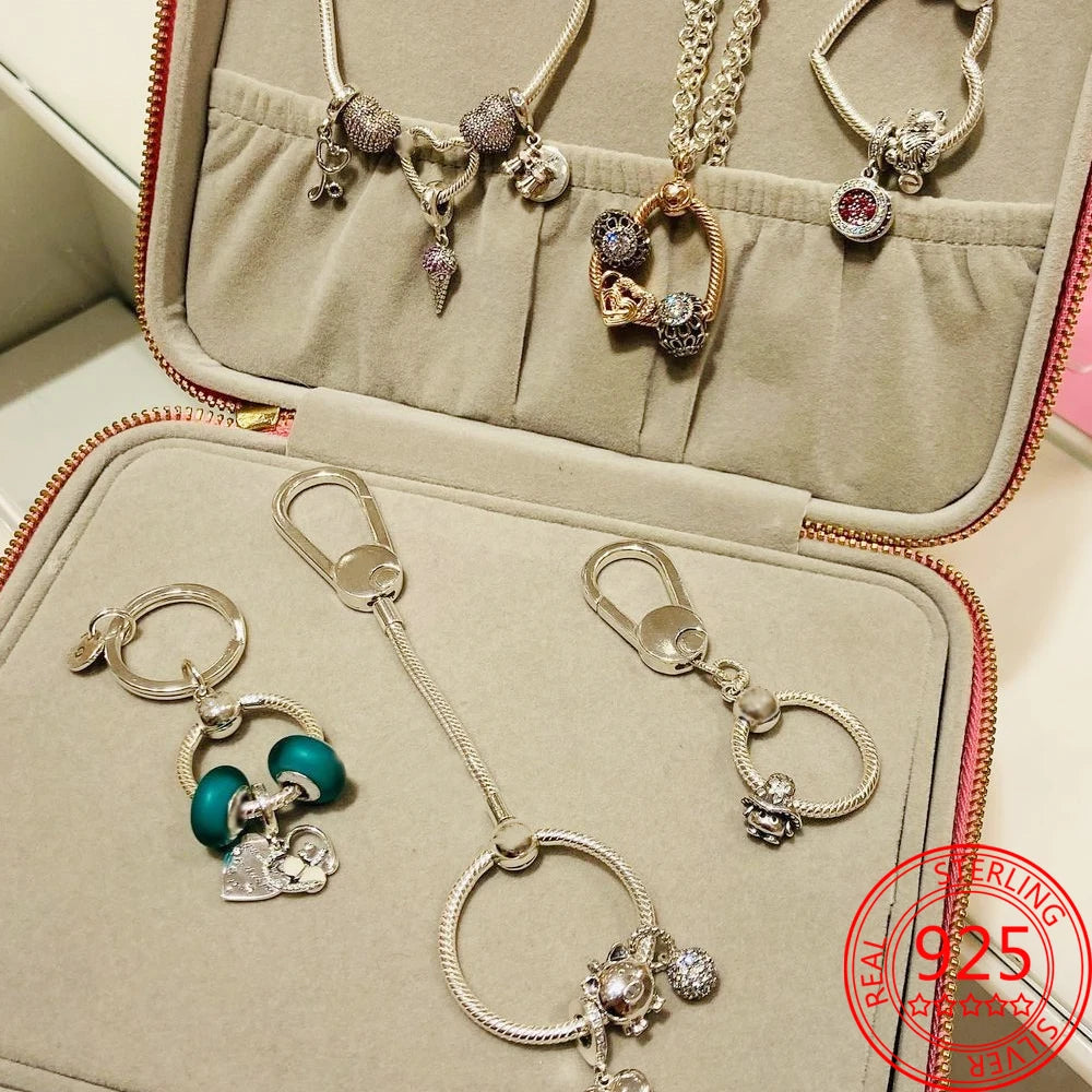 Luxury 925 Sterling Silver Sweet Home Bag Charm – Fits Pandora Key Ring, Necklace & Keychain DIY Jewelry Gift