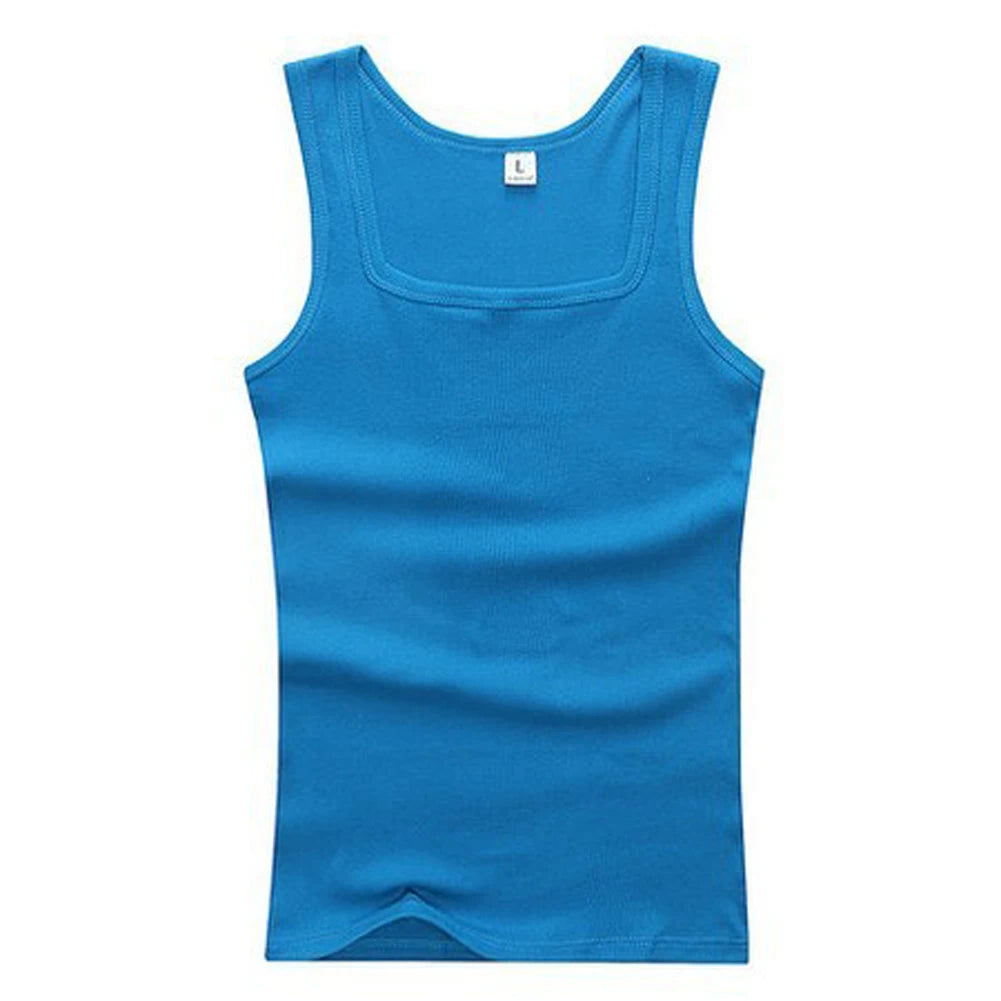 Solid Square Neck Tank Tops | Men & Women Black, White & Gray Fitness Singlets