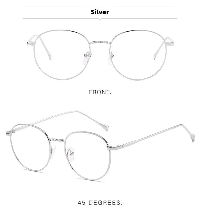 Unisex Metal Round Frame Blue Light Blocking Glasses – Stylish Anti-Blue Light Eyewear for Men & Women