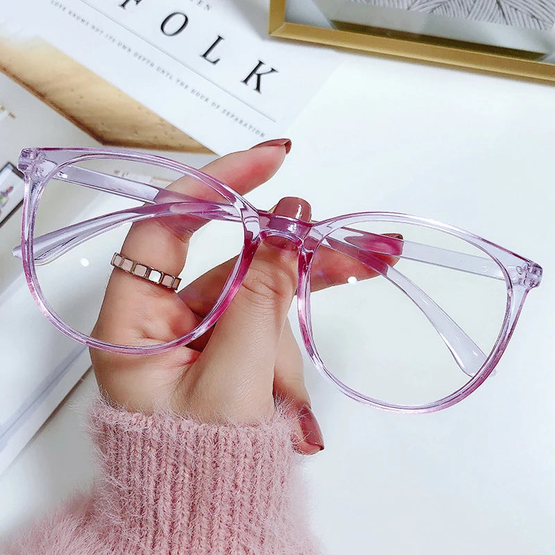 Transparent Computer Glasses Frame – Unisex Anti Blue Light Round Eyewear | Optical Spectacle Eyeglasses for Men & Women