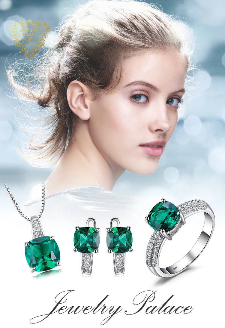 JewelryPalace 925 Sterling Silver Green Nano Emerald & Ruby Ring – Women’s Gemstone Solitaire Engagement Ring