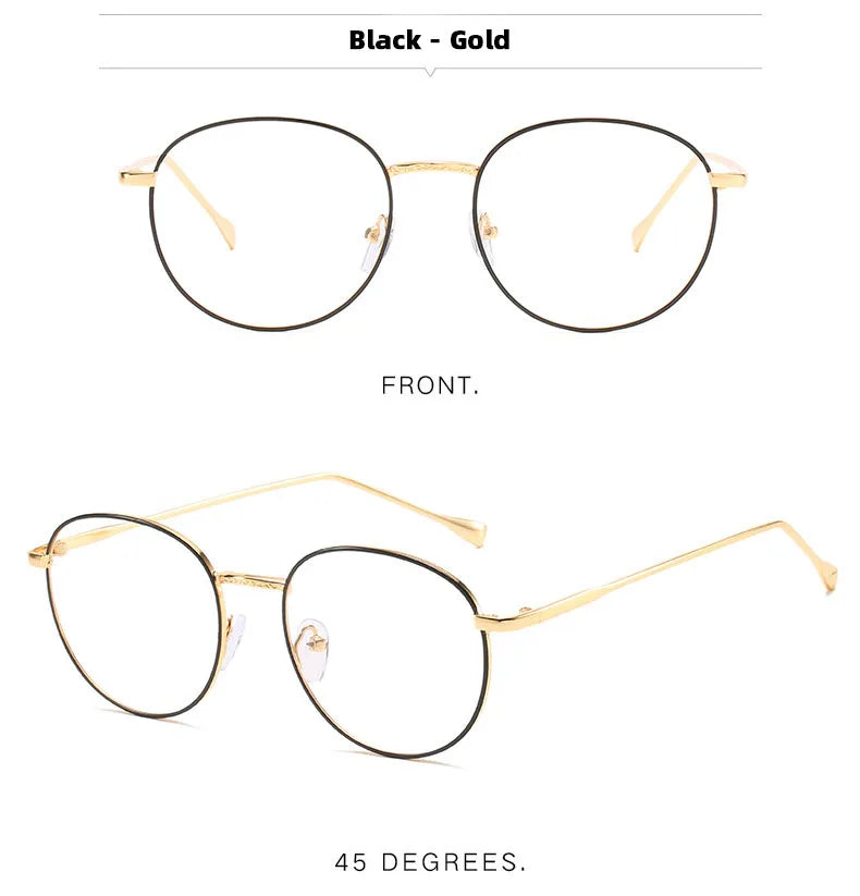 Unisex Metal Round Frame Blue Light Blocking Glasses – Stylish Anti-Blue Light Eyewear for Men & Women