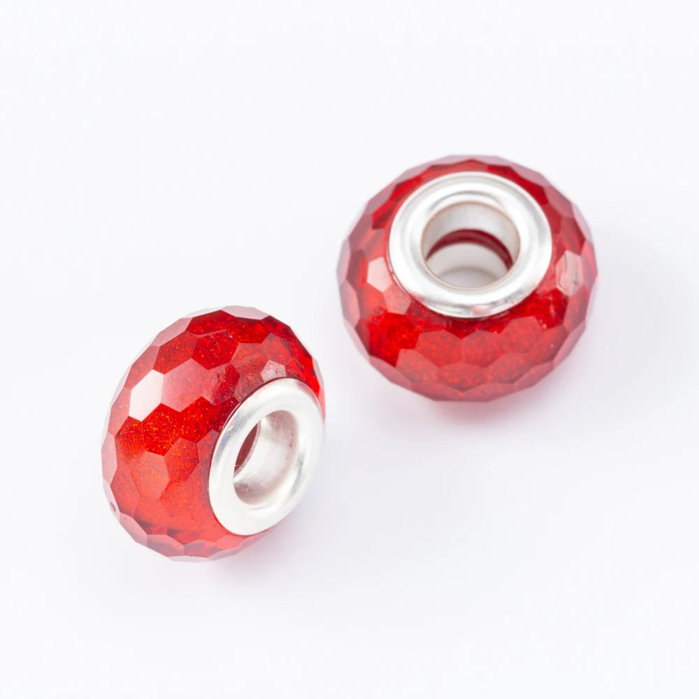 20Pcs Silver Plated Mix Color Resin Plastic Bead Charms Fit Pandora Bracelet DIY Jewelry