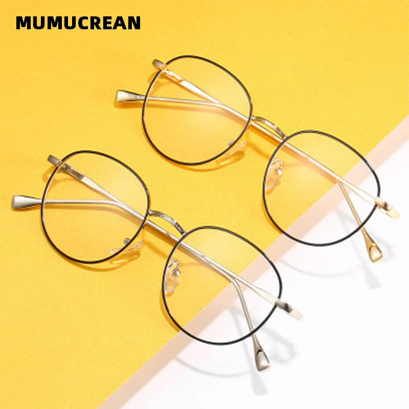 Unisex Metal Round Frame Blue Light Blocking Glasses – Stylish Anti-Blue Light Eyewear for Men & Women