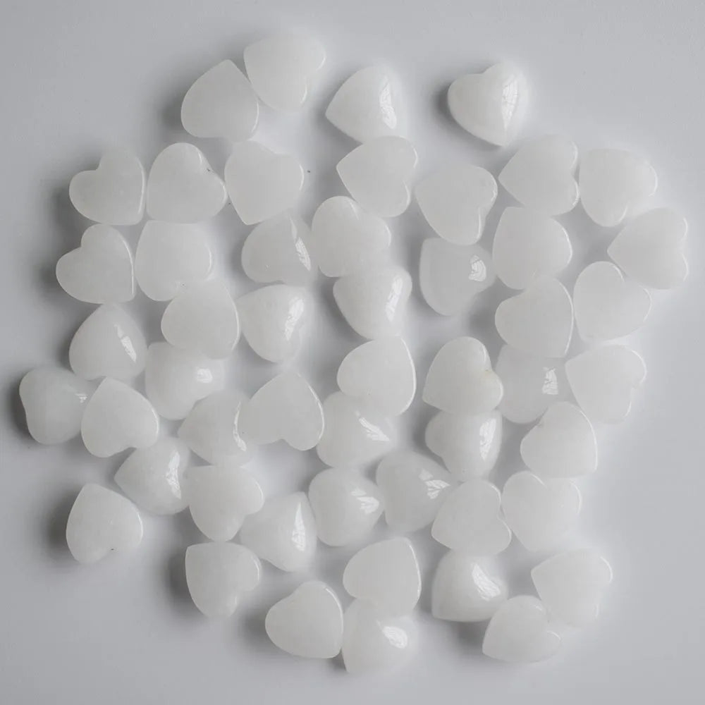 Assorted Natural Stone Heart Cabochons 10mm – 50pcs Wholesale Lot for Jewelry Making High Quality Gemstone Beads