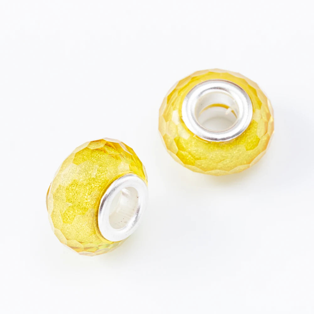 20Pcs Silver Plated Mix Color Resin Plastic Bead Charms Fit Pandora Bracelet DIY Jewelry