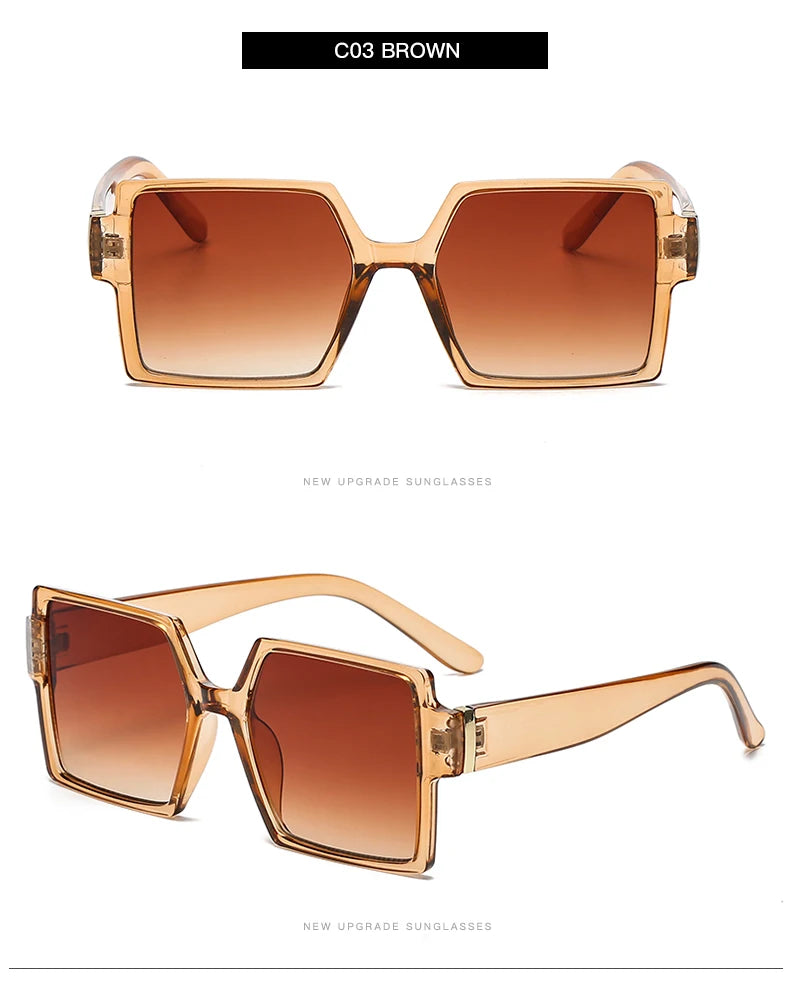 1/2pcs Vintage Large Frame Square Sunglasses for Women – Retro Brand Big Frame Sun Glasses | Black Fashion Gradient Eyeglasses