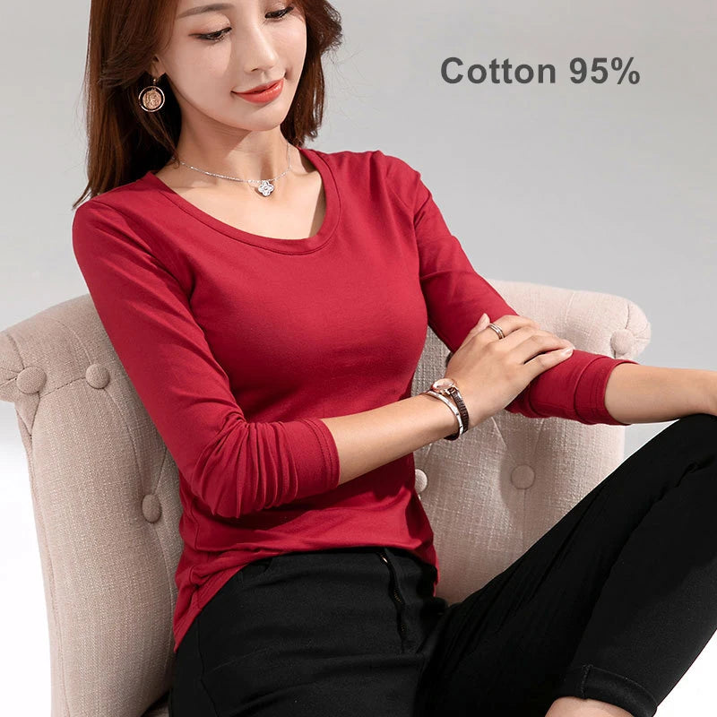 MRMT 2025 Women’s Slim Fit Long Sleeve T-Shirt – 95% Pure Cotton White Top for Women