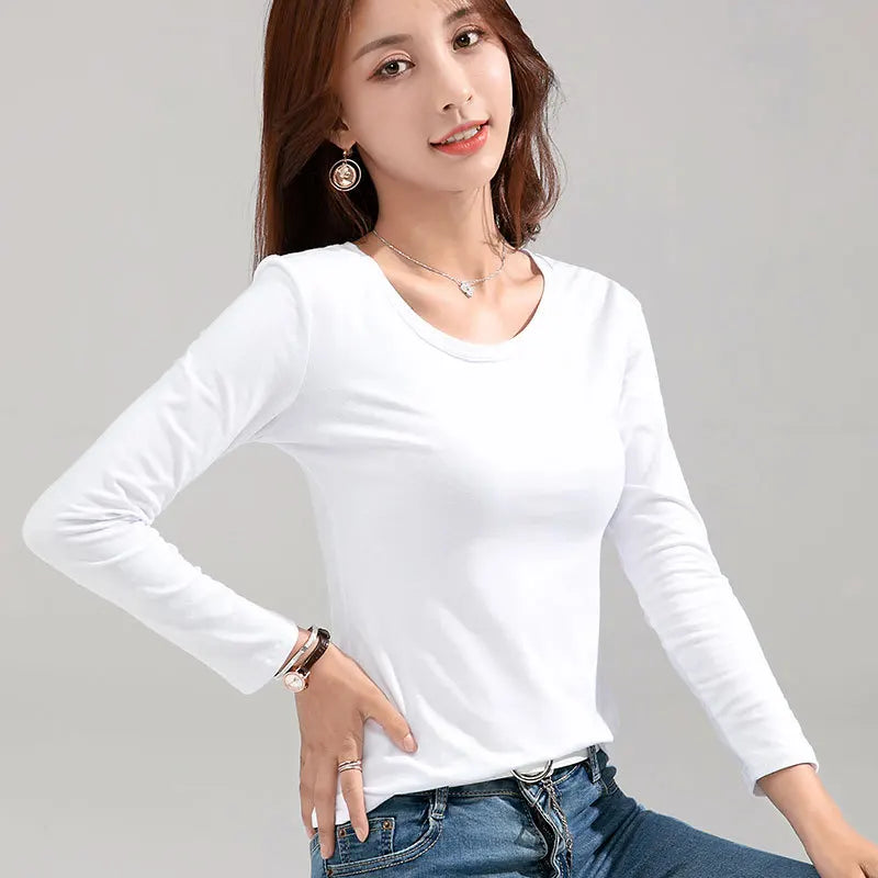 MRMT 2025 Women’s Slim Fit Long Sleeve T-Shirt – 95% Pure Cotton White Top for Women