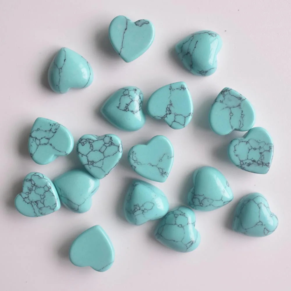 Assorted Natural Stone Heart Cabochons 10mm – 50pcs Wholesale Lot for Jewelry Making High Quality Gemstone Beads
