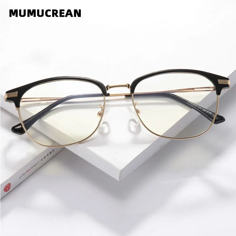 Anti-Blu-ray Round Glasses – TR90 & Metal Computer Gaming Goggles for Men & Women