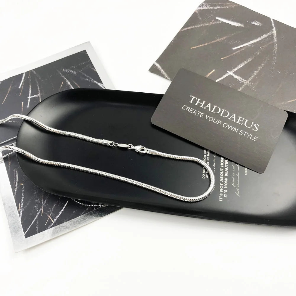 3mm Snake Chain Necklace 925 Sterling Silver Romantic Glam Europe Style Jewelry for Men & Women