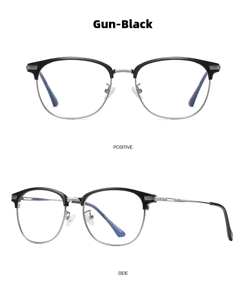 Anti-Blu-ray Round Glasses – TR90 & Metal Computer Gaming Goggles for Men & Women