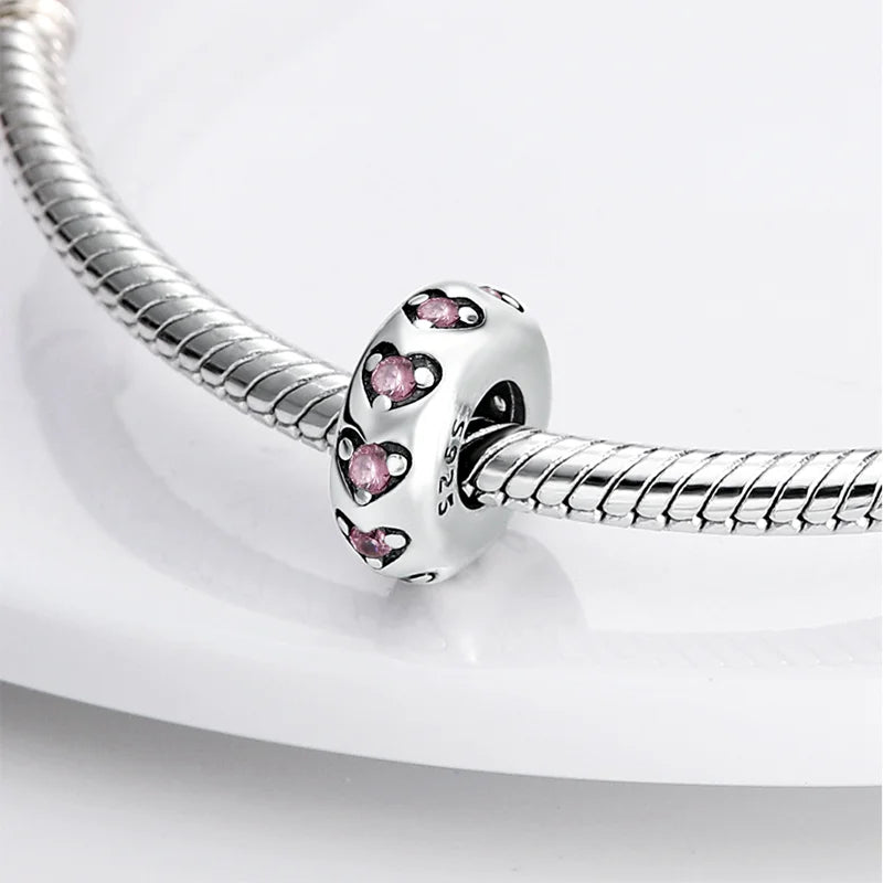 925 Sterling Silver Silicone Spacer Beads & Safety Chain | Clasp Charms Fit Original Pandora 3mm Bracelet – Women’s Jewelry