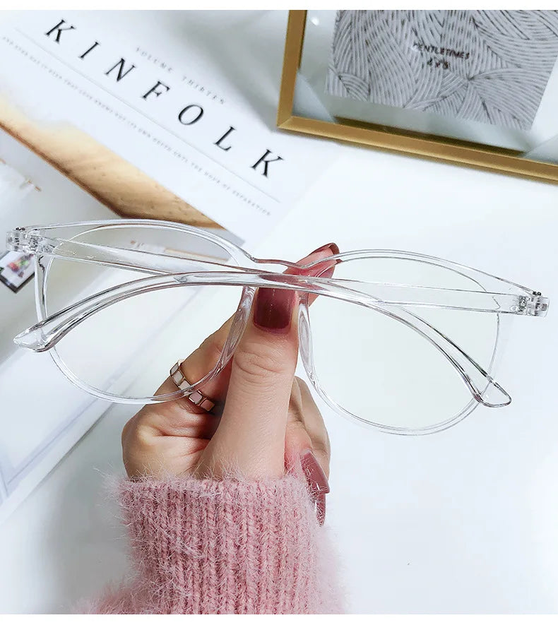 Transparent Computer Glasses Frame – Unisex Anti Blue Light Round Eyewear | Optical Spectacle Eyeglasses for Men & Women
