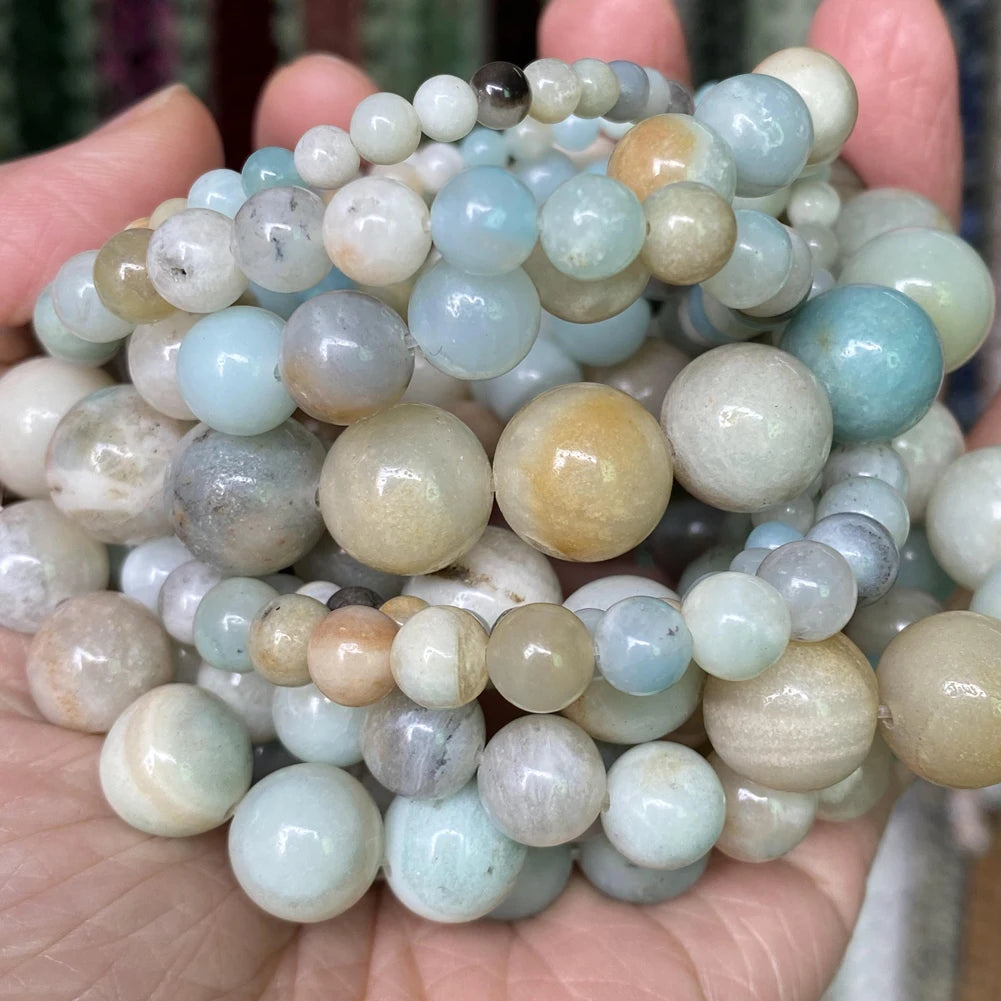 Natural Stone Beads 4 6 8 10mm Tiger Eye Lava Amazonite Turquoise Agate Jasper Beads for DIY Jewelry Making