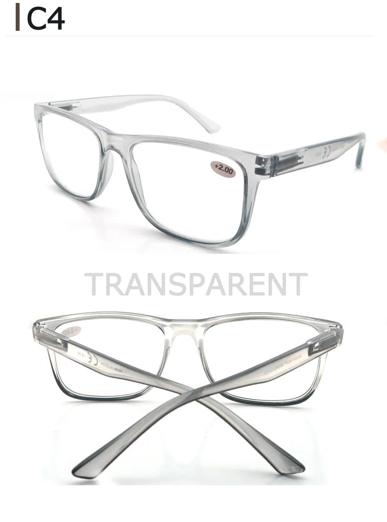 MODFANS Oversize Reading Glasses for Men – Rectangle Classic Frame Readers with Spring Hinge | Lightweight Eyewear MSR213