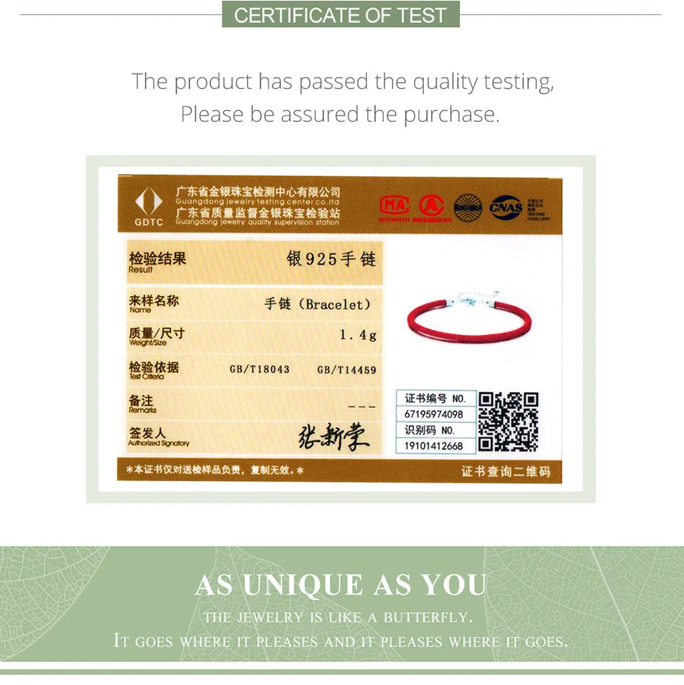 WOSTU 925 Sterling Silver Red Rope Bracelet – Classic Lucky Bangle Fit Pandora Beads Charms DIY Jewelry