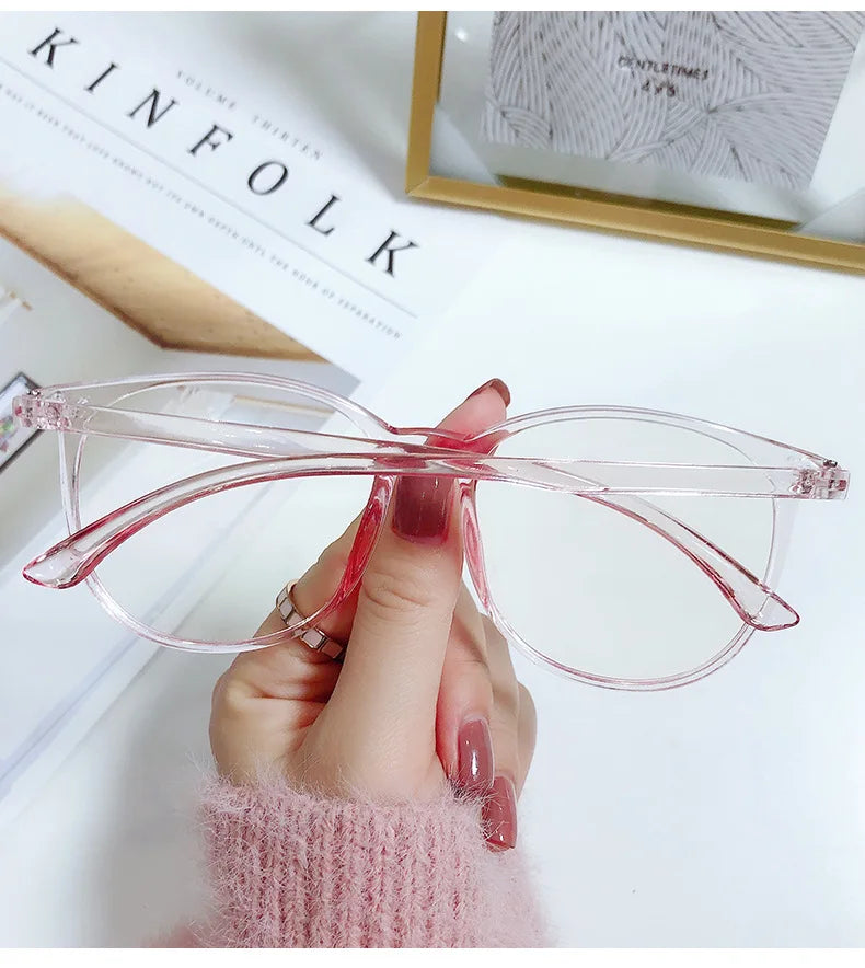Transparent Computer Glasses Frame – Unisex Anti Blue Light Round Eyewear | Optical Spectacle Eyeglasses for Men & Women