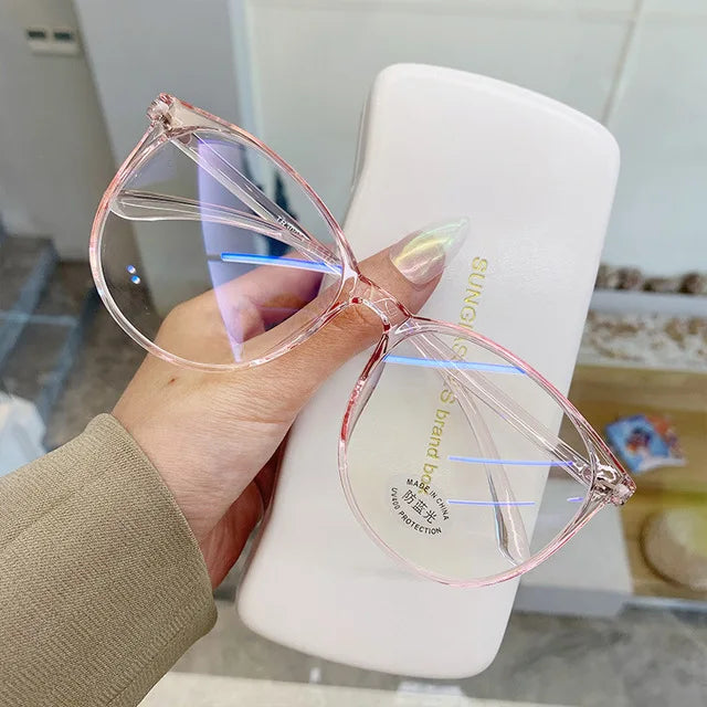 Transparent Computer Glasses Frame – Unisex Anti Blue Light Round Eyewear | Optical Spectacle Eyeglasses for Men & Women