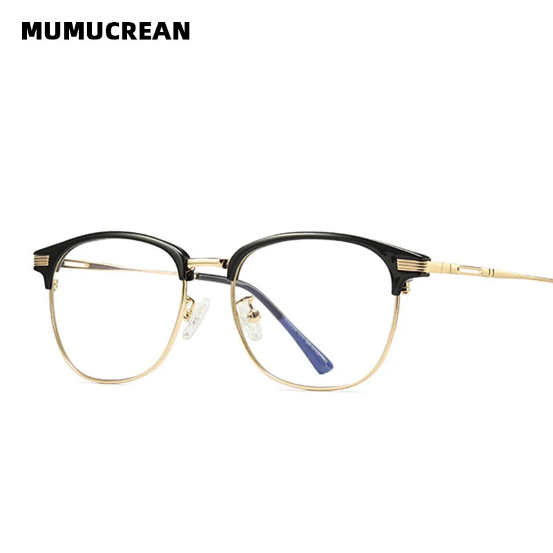 Anti-Blu-ray Round Glasses – TR90 & Metal Computer Gaming Goggles for Men & Women