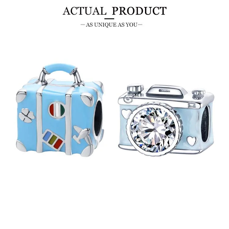 WOSTU 925 Sterling Silver Mixed Charms | Pet, Camera, Bee, Coffee & Ladybug Beads – Fit Original Pandora DIY Bracelet Jewelry