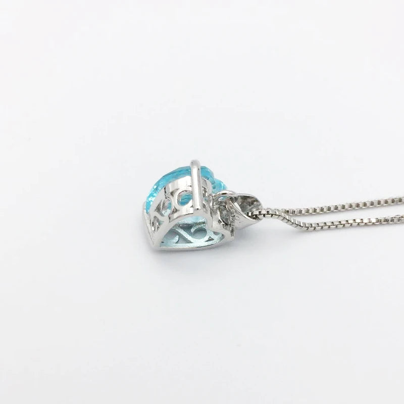 HuiSept 925 Sterling Silver Heart Shaped Sapphire Pendant Necklace – Women’s Wedding & Engagement Jewelry