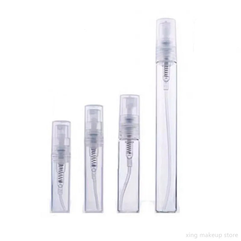 50/100PCS Mini Glass Perfume Bottles – 2ML/5ML/10ML Black & Clear | Portable Empty Cosmetic Sample Vials Wholesale